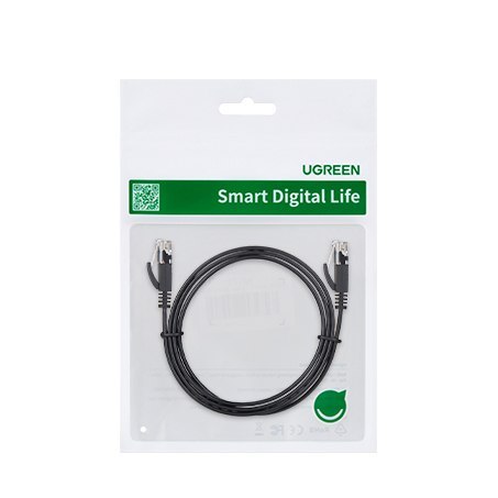 Płaski kabel sieciowy patchcord RJ45 LAN Ethernet Cat. 6 2m czarny Płaski kabel sieciowy patchcord RJ45 LAN Ethernet Cat. 6 2m czarny
