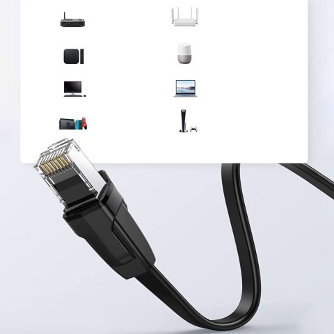 Płaski kabel sieciowy patchcord RJ45 LAN Ethernet Cat. 6 2m czarny Płaski kabel sieciowy patchcord RJ45 LAN Ethernet Cat. 6 2m czarny