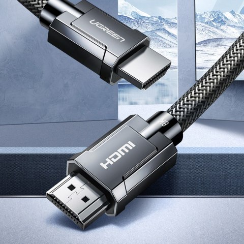 Kabel przewód HDMI 2.1 8K 60Hz 48Gb/s 3m elastyczny w oplocie szary Kabel przewód HDMI 2.1 8K 60Hz 48Gb/s 3m elastyczny w oplocie szary