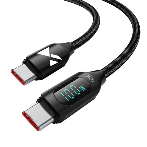 Kabel przewód USB-C z wyświetlaczem LED PD 100W 1m czarny Kabel przewód USB-C z wyświetlaczem LED PD 100W 1m czarny