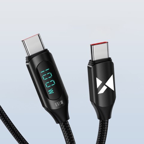 Kabel przewód USB-C z wyświetlaczem LED PD 100W 1m czarny Kabel przewód USB-C z wyświetlaczem LED PD 100W 1m czarny