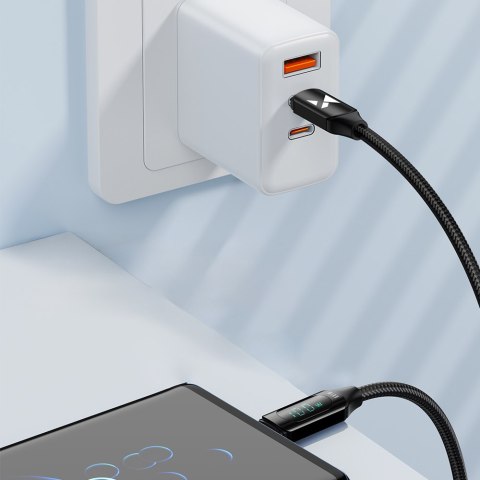 Kabel przewód USB-C z wyświetlaczem LED PD 100W 1m czarny Kabel przewód USB-C z wyświetlaczem LED PD 100W 1m czarny