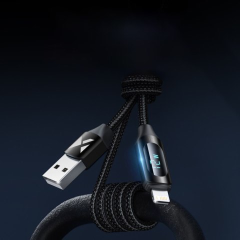 Kabel przewód do iPhone USB-A - Lightning z wyświetlaczem LED 2.4A 1m czarny Kabel przewód do iPhone USB-A - Lightning z wyświetlaczem LED 2.4A 1m czarny