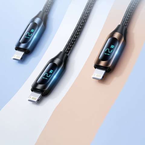 Kabel przewód do iPhone USB-A - Lightning z wyświetlaczem LED 2.4A 1m czarny Kabel przewód do iPhone USB-A - Lightning z wyświetlaczem LED 2.4A 1m czarny