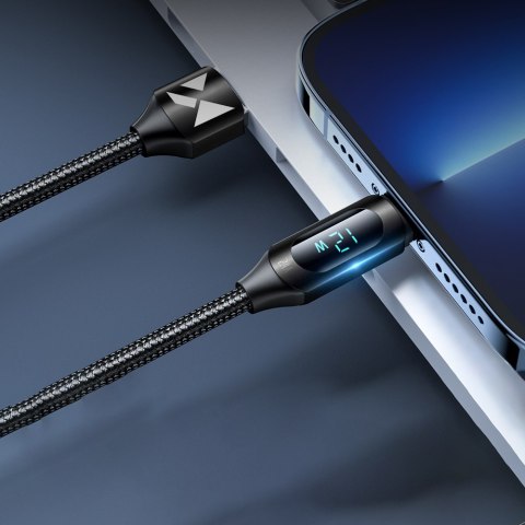 Kabel przewód do iPhone USB-A - Lightning z wyświetlaczem LED 2.4A 1m czarny Kabel przewód do iPhone USB-A - Lightning z wyświetlaczem LED 2.4A 1m czarny