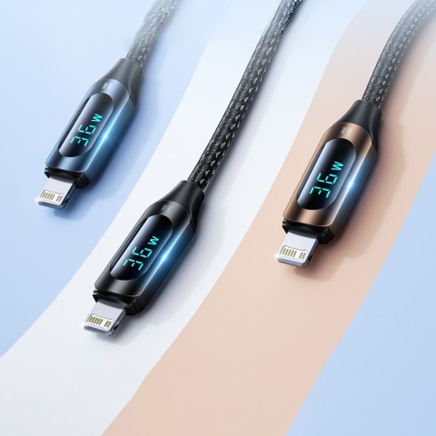 Kabel przewód do iPhone USB-C - Lightning z wyświetlaczem LED 36W 1m czarny Kabel przewód do iPhone USB-C - Lightning z wyświetlaczem LED 36W 1m czarny