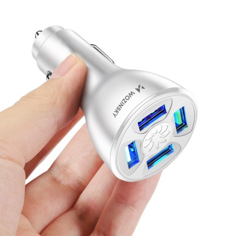Ładowarka samochodowa 50W 4x USB-A QC biała Ładowarka samochodowa 50W 4x USB-A QC biała