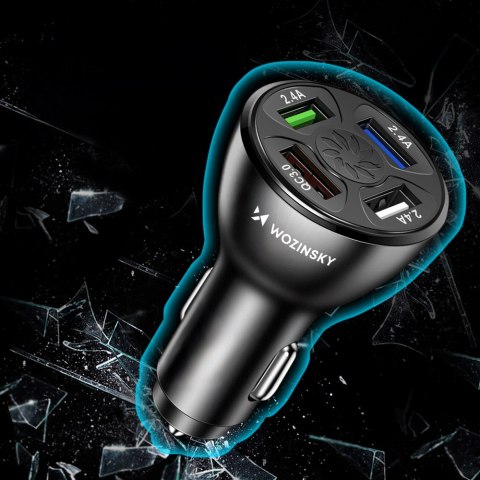 Ładowarka samochodowa 50W 4x USB-A QC biała Ładowarka samochodowa 50W 4x USB-A QC biała