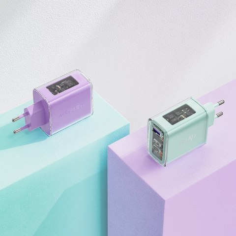 Ładowarka sieciowa GaN 65W 3 porty 1x USB 2x USB-C szara Ładowarka sieciowa GaN 65W 3 porty 1x USB 2x USB-C szara