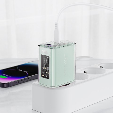 Ładowarka sieciowa GaN 65W 3 porty 1x USB 2x USB-C szara Ładowarka sieciowa GaN 65W 3 porty 1x USB 2x USB-C szara