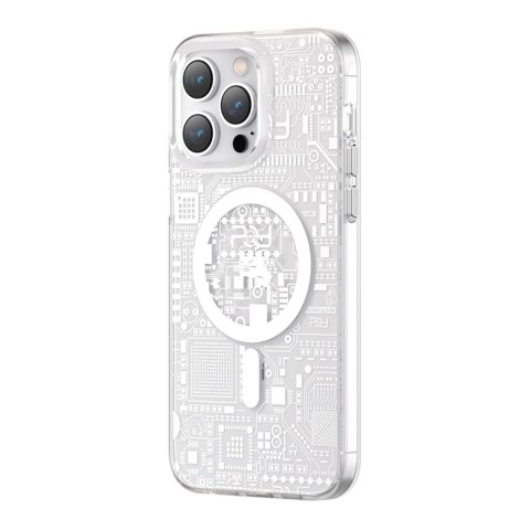 Magnetyczne etui iPhone 14 Plus MagSafe PQY Geek Series srebrne Magnetyczne etui iPhone 14 Plus MagSafe PQY Geek Series srebrne