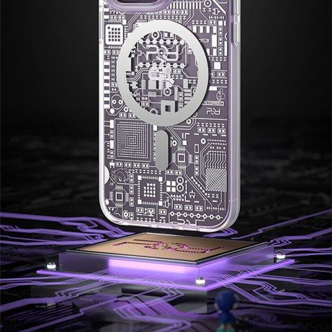 Magnetyczne etui iPhone 14 Plus MagSafe PQY Geek Series srebrne Magnetyczne etui iPhone 14 Plus MagSafe PQY Geek Series srebrne