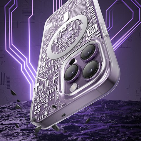 Magnetyczne etui iPhone 14 Plus MagSafe PQY Geek Series srebrne Magnetyczne etui iPhone 14 Plus MagSafe PQY Geek Series srebrne