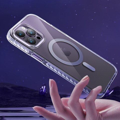 Magnetyczne etui iPhone 14 Plus MagSafe PQY Ice Crystal Series srebrne Magnetyczne etui iPhone 14 Plus MagSafe PQY Ice Crystal Series srebrne