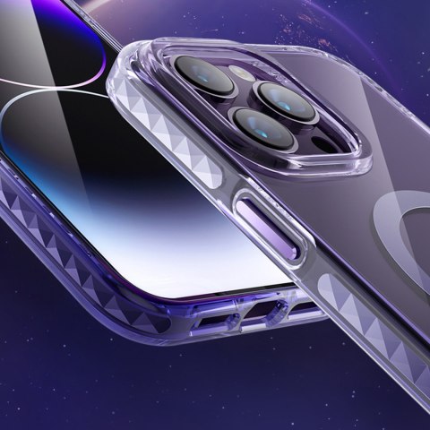 Magnetyczne etui iPhone 14 Plus MagSafe PQY Ice Crystal Series srebrne Magnetyczne etui iPhone 14 Plus MagSafe PQY Ice Crystal Series srebrne
