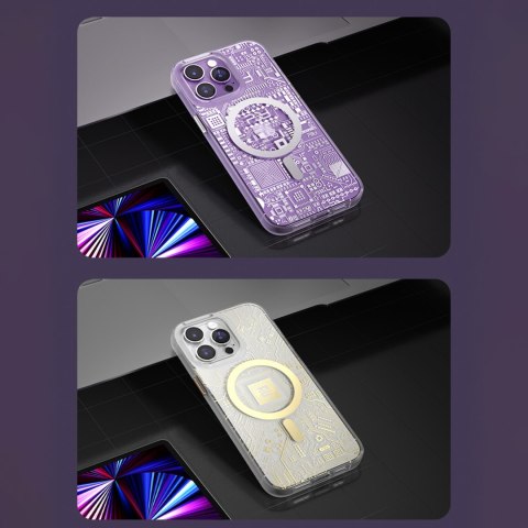 Magnetyczne etui iPhone 14 Pro MagSafe PQY Geek Series srebrne Magnetyczne etui iPhone 14 Pro MagSafe PQY Geek Series srebrne
