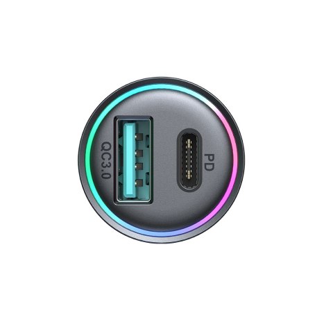 Mini ładowarka samochodowa 60W USB-A QC3.0 USB-C PD czarna Mini ładowarka samochodowa 60W USB-A QC3.0 USB-C PD czarna