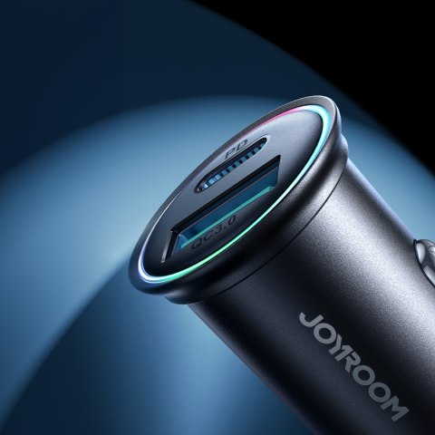 Mini ładowarka samochodowa 60W USB-A QC3.0 USB-C PD czarna Mini ładowarka samochodowa 60W USB-A QC3.0 USB-C PD czarna