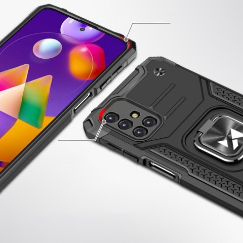 Pancerne hybrydowe etui pokrowiec Samsung Galaxy M31s + magnetyczny uchwyt Ring Armor srebrny Pancerne hybrydowe etui pokrowiec Samsung Galaxy M31s + magnetyczny uchwyt Ring Armor srebrny