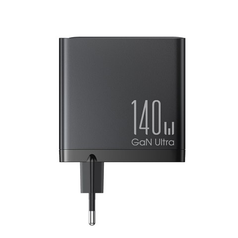 Szybka ładowarka sieciowa GaN 140W 3x USB-C USB-A + kabel USB-C 240W 1.2m czarna Szybka ładowarka sieciowa GaN 140W 3x USB-C USB-A + kabel USB-C 240W 1.2m czarna