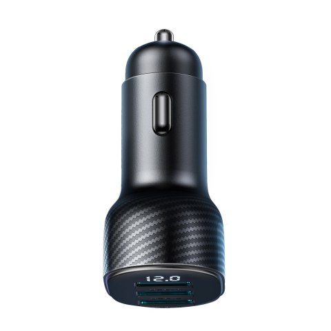 Ładowarka samochodowa 3.4A z wyświetlaczem 3x USB-A czarna Ładowarka samochodowa 3.4A z wyświetlaczem 3x USB-A czarna