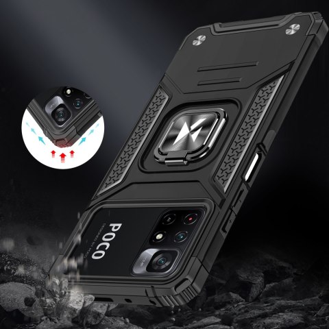 Pancerne etui pokrowiec + magnetyczny uchwyt Mi Poco M4 Pro 5G / Redmi Note 11 5G Ring Armor niebieski Pancerne etui pokrowiec + magnetyczny uchwyt Mi Poco M4 Pro 5G / Redmi Note 11 5G Ring Armor niebieski