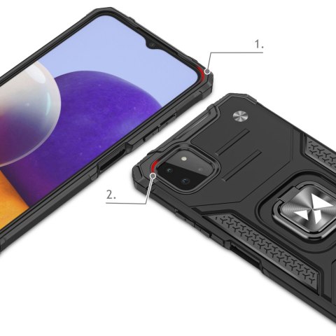 Pancerne etui pokrowiec + magnetyczny uchwyt Samsung Galaxy A22 4G Ring Armor czarny Pancerne etui pokrowiec + magnetyczny uchwyt Samsung Galaxy A22 4G Ring Armor czarny