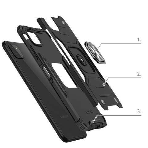 Pancerne etui pokrowiec + magnetyczny uchwyt Samsung Galaxy A22 4G Ring Armor czarny Pancerne etui pokrowiec + magnetyczny uchwyt Samsung Galaxy A22 4G Ring Armor czarny