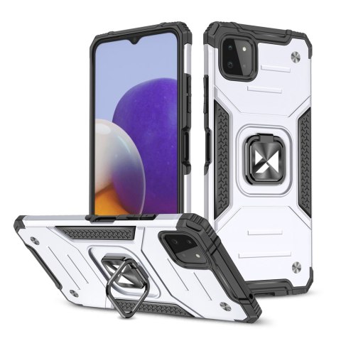 Pancerne etui pokrowiec + magnetyczny uchwyt Samsung Galaxy A22 4G Ring Armor srebrny Pancerne etui pokrowiec + magnetyczny uchwyt Samsung Galaxy A22 4G Ring Armor srebrny