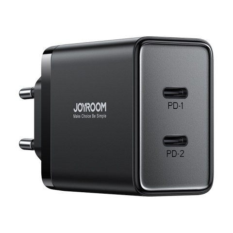 Szybka ładowarka sieciowa 40W 2x USB-C QC PD czarna Szybka ładowarka sieciowa 40W 2x USB-C QC PD czarna
