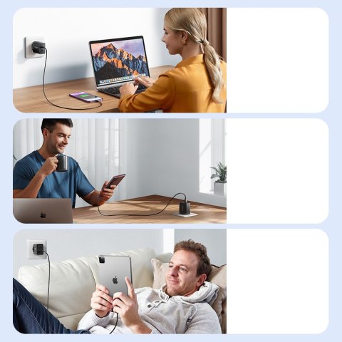 Szybka ładowarka sieciowa 40W 2x USB-C QC PD czarna Szybka ładowarka sieciowa 40W 2x USB-C QC PD czarna