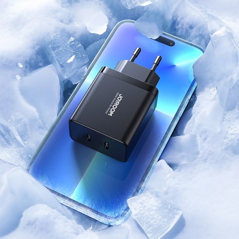 Szybka ładowarka sieciowa 40W 2x USB-C QC PD czarna Szybka ładowarka sieciowa 40W 2x USB-C QC PD czarna