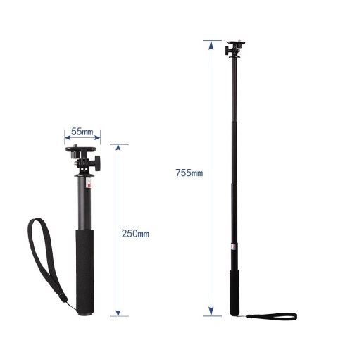 Kijek teleskopowy Selfie stick z uchwytem na kamerę sportową aparat Kijek teleskopowy Selfie stick z uchwytem na kamerę sportową aparat