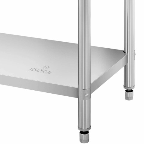 Stół blat roboczy stalowy nierdzewny przyścienny z rantem 2 półki 100 x 60 cm Stół blat roboczy stalowy nierdzewny przyścienny z rantem 2 półki 100 x 60 cm