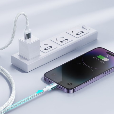 Kabel przewód USB-C - Lightning ze wskaźnikiem LED 20W A10 Series 1.2 m biały Kabel przewód USB-C - Lightning ze wskaźnikiem LED 20W A10 Series 1.2 m biały