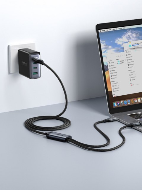 2w1 Kabel przewód Speedy Series USB-C - USB-C / iPhone Lightning 100W 1.5m czarny 2w1 Kabel przewód Speedy Series USB-C - USB-C / iPhone Lightning 100W 1.5m czarny