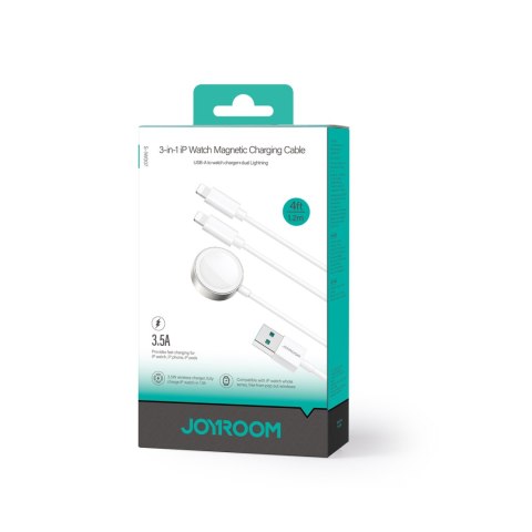 3w1 Kabel przewód USB-A z ładowarka indukcyjną + 2x iPhone Lightning 1.2m biały 3w1 Kabel przewód USB-A z ładowarka indukcyjną + 2x iPhone Lightning 1.2m biały