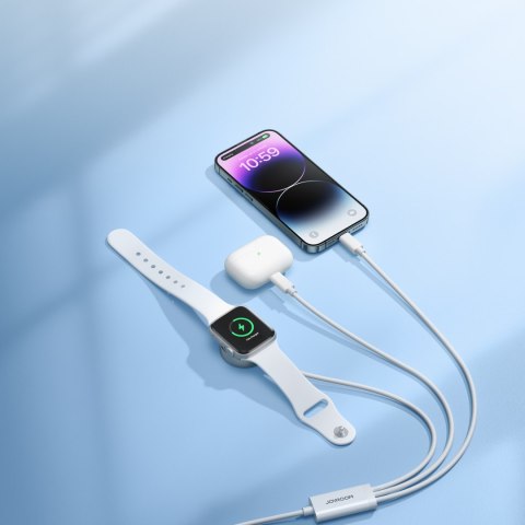 3w1 Kabel przewód USB-A z ładowarka indukcyjną + 2x iPhone Lightning 1.2m biały 3w1 Kabel przewód USB-A z ładowarka indukcyjną + 2x iPhone Lightning 1.2m biały