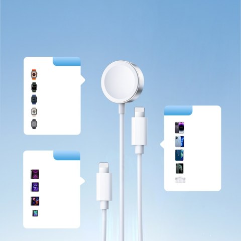 3w1 Kabel przewód USB-A z ładowarka indukcyjną + 2x iPhone Lightning 1.2m biały 3w1 Kabel przewód USB-A z ładowarka indukcyjną + 2x iPhone Lightning 1.2m biały