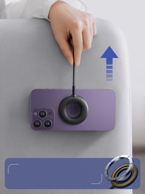 Bezprzewodowa ładowarka magnetyczna 15W z kablem USB / USB-C czarna Bezprzewodowa ładowarka magnetyczna 15W z kablem USB / USB-C czarna