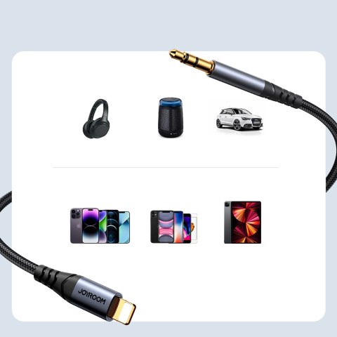 Kabel audio stereo do iPhone iPad AUX 3.5 mm mini jack - Lightning 1.2m czarny Kabel audio stereo do iPhone iPad AUX 3.5 mm mini jack - Lightning 1.2m czarny