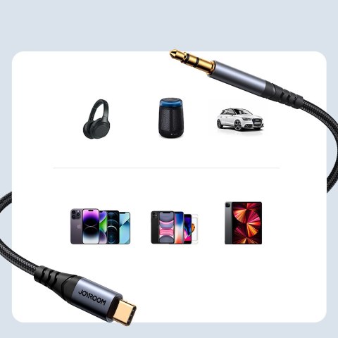 Kabel audio stereo do telefonu AUX 3.5 mm mini jack - USB-C 1.2m czarny Kabel audio stereo do telefonu AUX 3.5 mm mini jack - USB-C 1.2m czarny