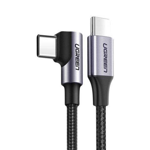 Kątowy kabel przewód USB-C Power Delivery 60W 20V 3A 2m czarno-szary Kątowy kabel przewód USB-C Power Delivery 60W 20V 3A 2m czarno-szary