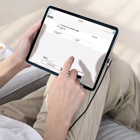 Kątowy kabel przewód USB-C Power Delivery 60W 20V 3A 2m czarno-szary Kątowy kabel przewód USB-C Power Delivery 60W 20V 3A 2m czarno-szary