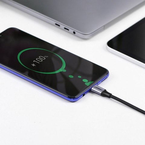 Kątowy kabel przewód USB-C Power Delivery 60W 20V 3A 2m czarno-szary Kątowy kabel przewód USB-C Power Delivery 60W 20V 3A 2m czarno-szary