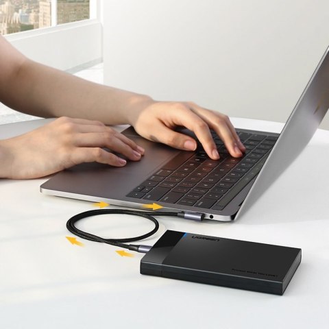Kątowy kabel przewód USB-C Power Delivery 60W 20V 3A 2m czarno-szary Kątowy kabel przewód USB-C Power Delivery 60W 20V 3A 2m czarno-szary