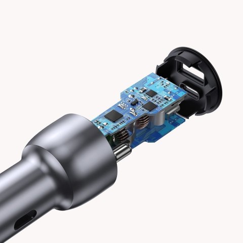 Ładowarka samochodowa USB i USB-C QC 3.0 PD 36W 3A szary Ładowarka samochodowa USB i USB-C QC 3.0 PD 36W 3A szary