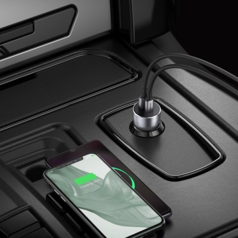 Ładowarka samochodowa USB i USB-C QC 3.0 PD 36W 3A szary Ładowarka samochodowa USB i USB-C QC 3.0 PD 36W 3A szary