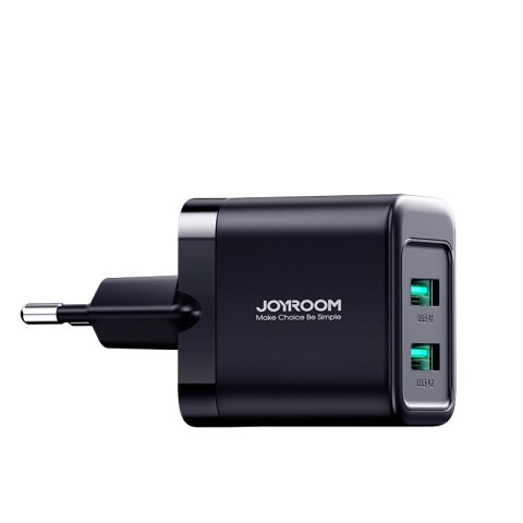 Ładowarka sieciowa 2x USB-A 12W 2.4A czarna Ładowarka sieciowa 2x USB-A 12W 2.4A czarna