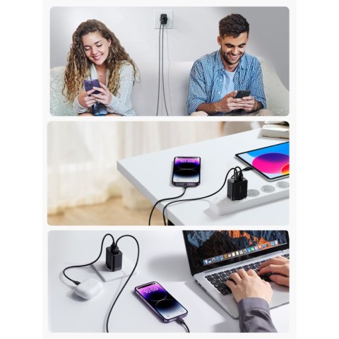 Ładowarka sieciowa 2x USB-A 12W 2.4A czarna Ładowarka sieciowa 2x USB-A 12W 2.4A czarna